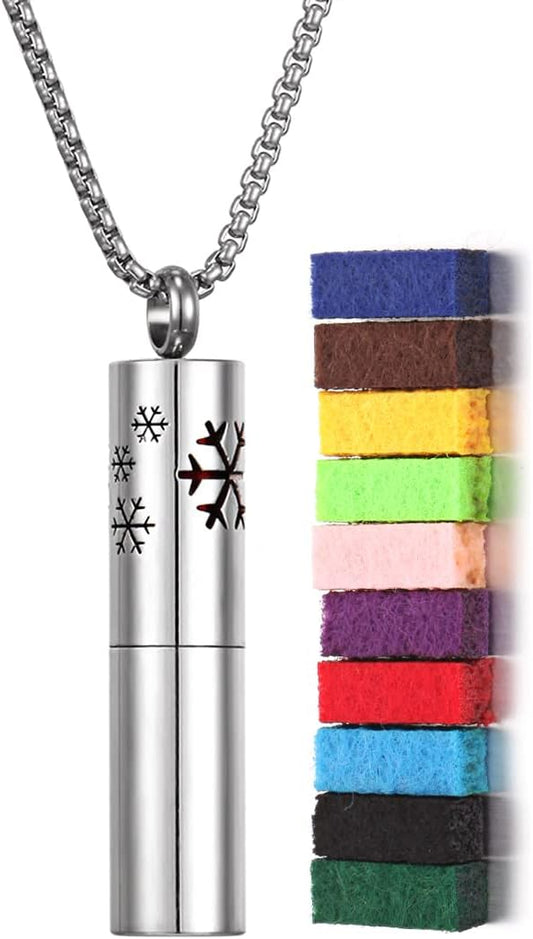 Experience Serenity Everywhere: Essential Oil Necklaces for Aromatherapy on The Go, Featuring 316L Stainless Steel & 10 Felt Pads
