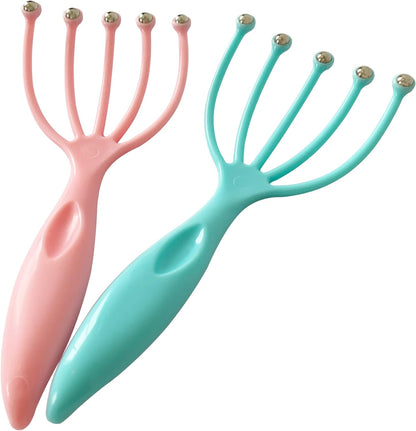 Kallaudo Hand Held Scalp Massager, Head Massager for Deep Relaxation & Stress Reduction in The Office Home SPA Pink+Blue(2-Pack)