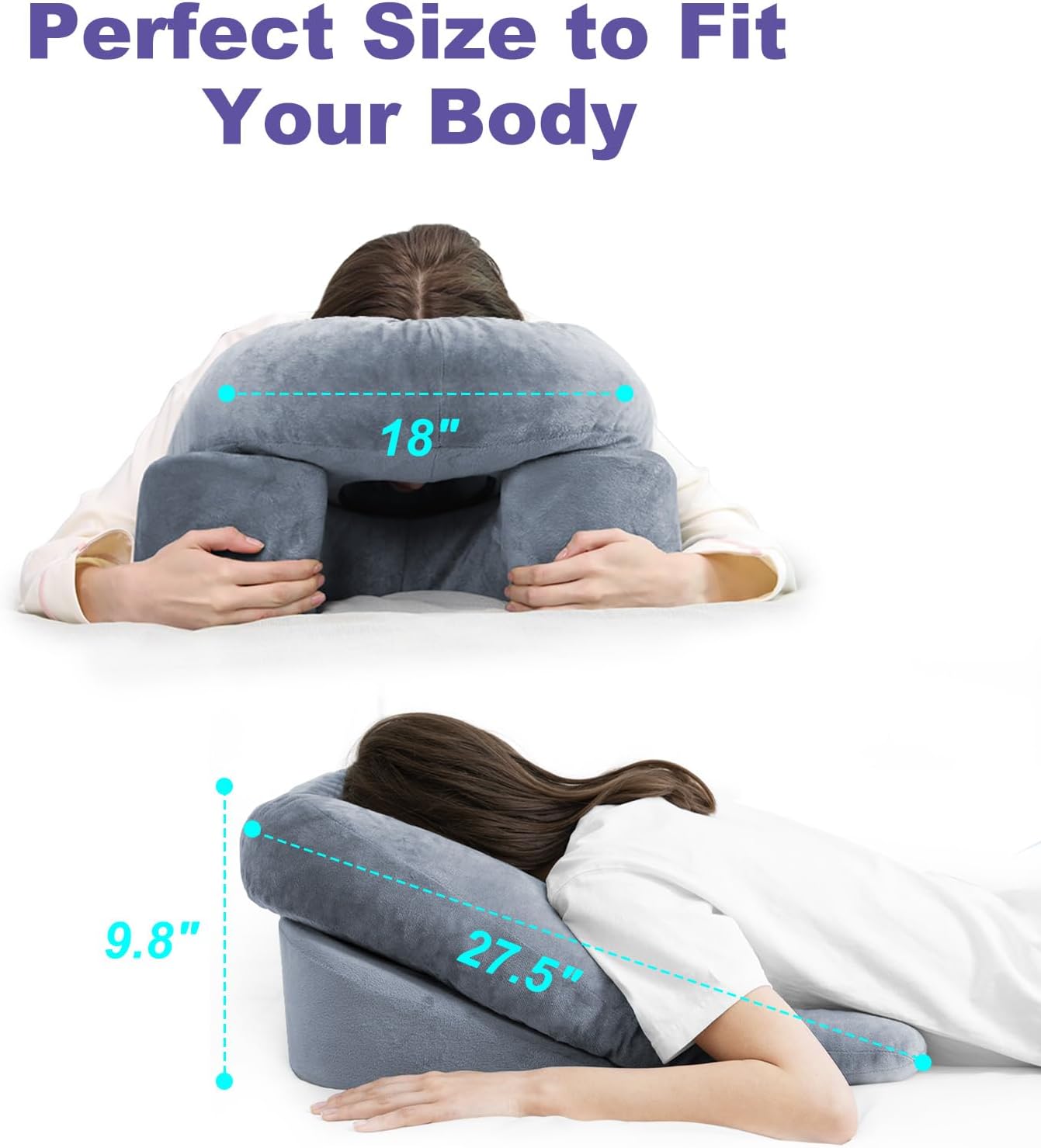 HOMCA Face Down Pillow After BBL or Eye Surgery - Home Massage Pillow Face Down for Bed, Stomach Sleeping Pillow with CertiPUR-US Certified Memory Foam and Removable Cover