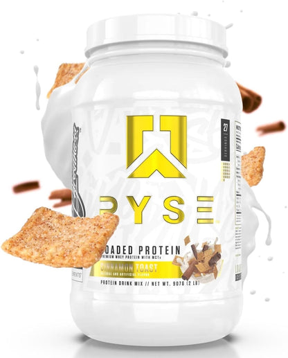 RYSE Up Supplements Loaded Protein Powder | 25g Whey Protein Isolate & Concentrate | with Prebiotic Fiber & MCTs | Low Carbs & Low Sugar | 27 Servings (Cinnamon Toast)