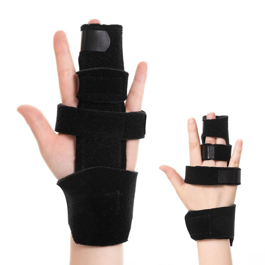 2 Finger Splint Trigger Finger Splint, Adjustable Length Finger Brace for Two Finger Support, Knuckle Straightening Immobilizer for Broken Finger, Arthritis, Mallet Finger, Sprains, Tendonitis