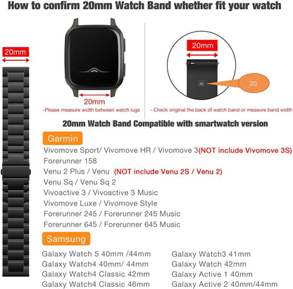 Abanen Titanium Watch Band for Garmin Vivoactive 5 / Venu Sq 2 / Venu 2 Plus, Quick Release 20mm Titanium Lightweight Metal Wrist Strap with Stainless Steel Buckle for Vivomove Trend