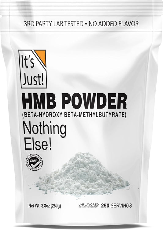 It's Just! - HMB Powder, 250g, Beta-Hydroxy Beta-Methylbutyrate, Free Acid, GMP Compliant, Third-Party Tested (Unflavored, 250g)