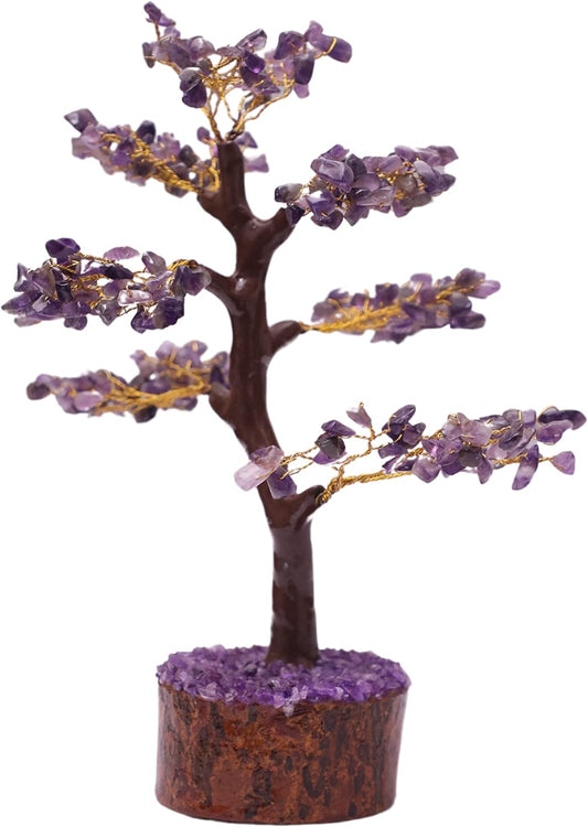 Salvation GEMS Amethyst Healing Crystal Tree Natural Reiki Crystals Gemstone Stone Base Copper Wire Tree Life Money Trees Feng Shui Reiki Spiritual Energy Tree Gifts for Home Office Desk