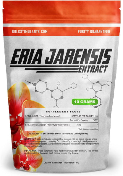 ERIA JARENSIS Extract - Bulk Powder 10 Grams 133 Servings - New Pea Supplement ✮ New Stimulant and NOOTROPIC ✮ Increase Focus Energy Cognitive Performance - Scoop Included