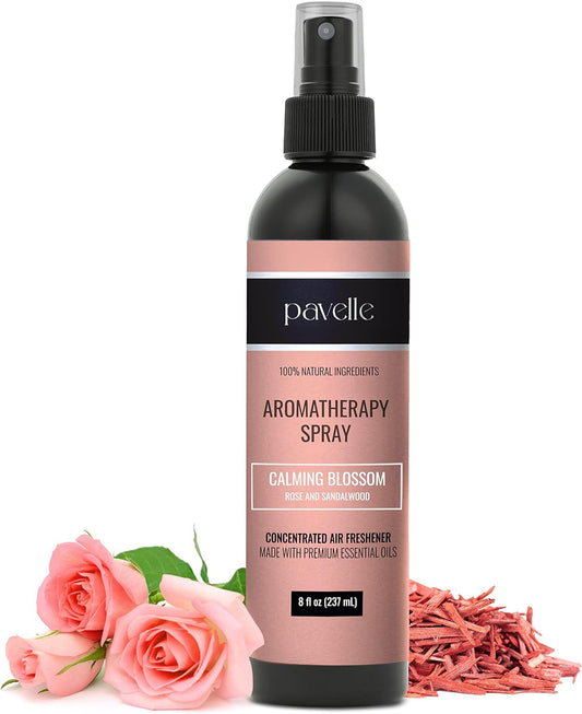 Pavelle Aromatherapy Spray, 100% Natural Essential Oil Therapeutic Spray. Long Lasting, Non Toxic, Concentrated Mist. Made in The USA, Calming Blossom, 8 Fl. Oz.