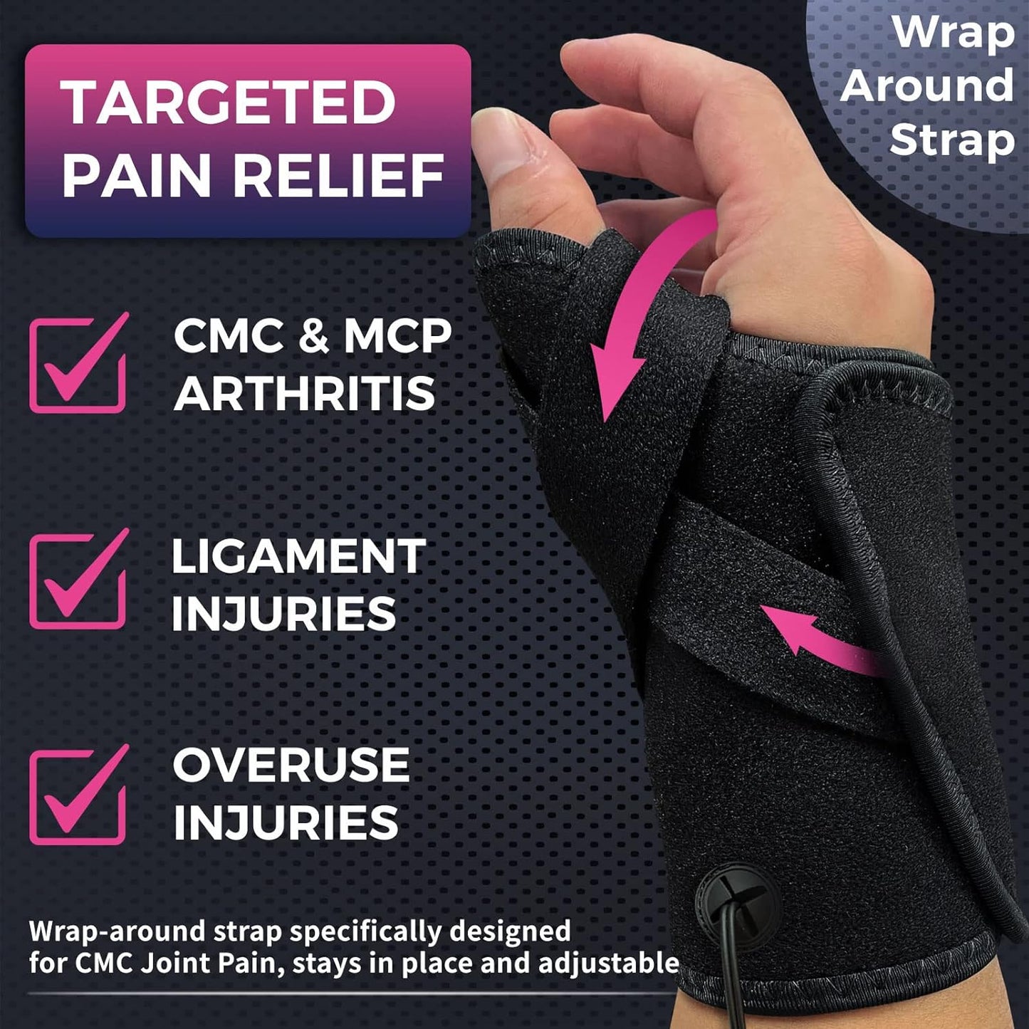 Hand Heating Pad for CMC Joint Thumb Arthritis, Heated Wrap Brace Splint Provides Support and Compression for Right Left Hand. Helps Men Women with Carpal Tunnel Relief, Wrist Pain, Tendonitis