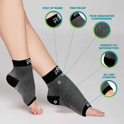 Plantar Fasciitis Compression Socks | Foot & Ankle Brace for Women & Men | Toeless Ankle Compression Sleeve for Ankle Support, Plantar Fasciitis, Night Splint, Arch & Achilles Tendonitis Relief