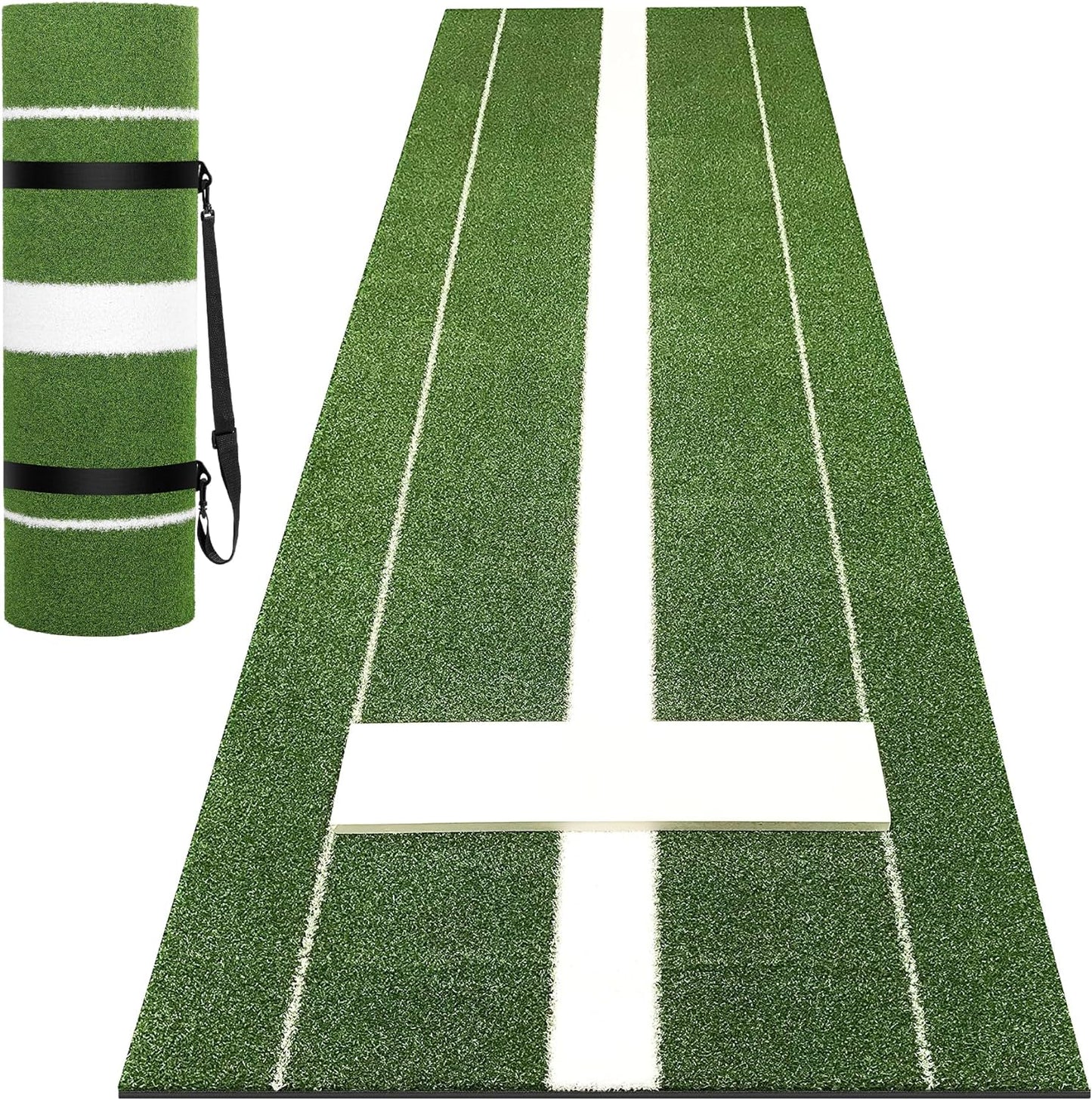 Rengue 10'x 3' Softball Pitching Mat, Softball Pitching Mound with Pitching Rubber, Green Nylon Softball Hitting Mat Artificial Grass Pitching Mat, Softball Pitching Aids for Indoor & Outdoor